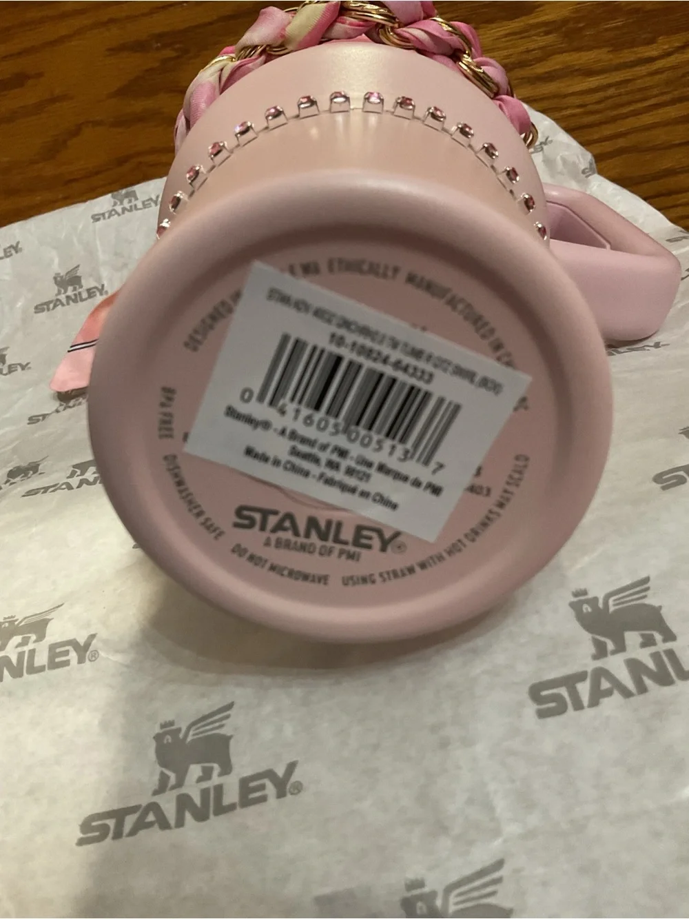 Stanley Pink Kids Quench Tumbler with Bow Charm and Braided Strap